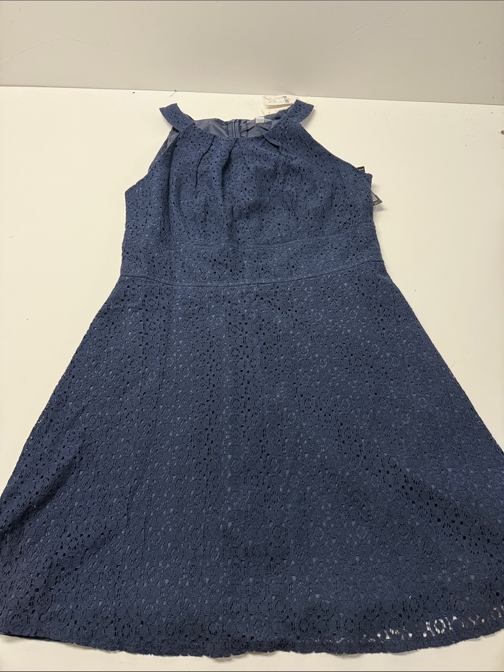 New York & Company womens Navy Eyelet Halter Dress